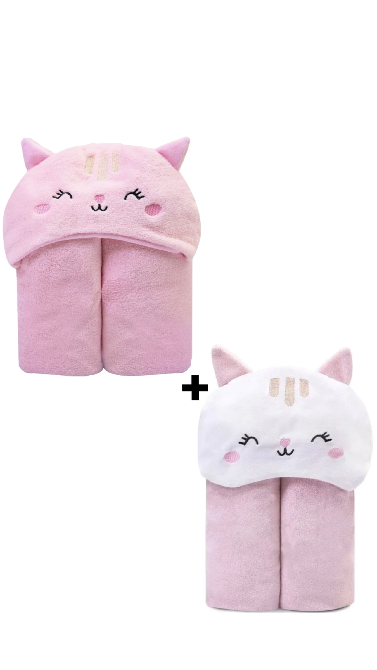 kit 2 peças cobertor+toalha l capuz de bichinhos - Imagem 2