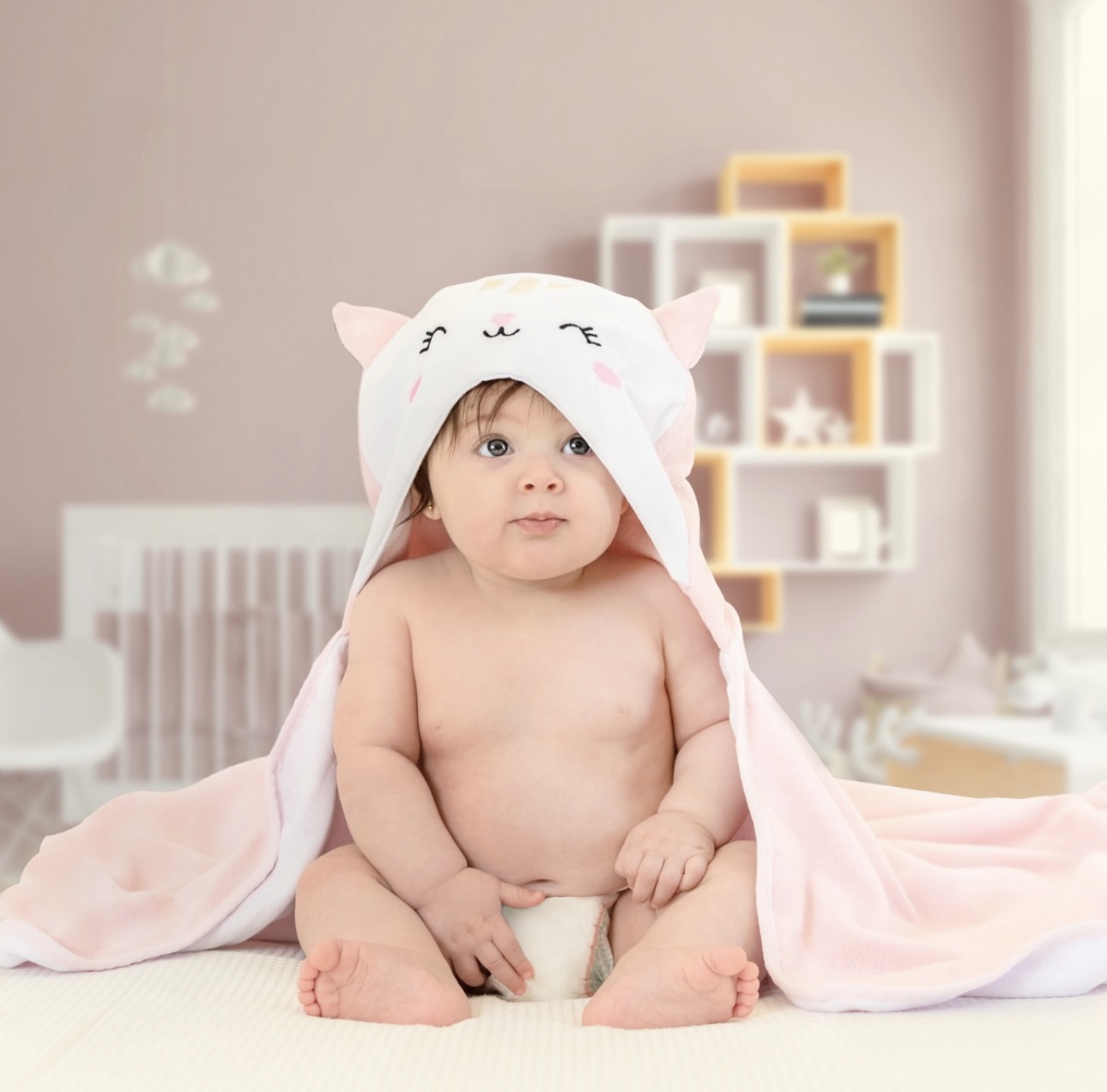 kit 2 peças cobertor+toalha l capuz de bichinhos - Imagem 8