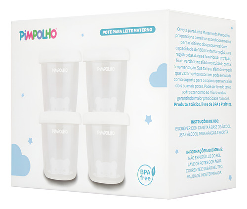 kit 4 potes para armazenamento de leite materno pimpolho - Imagem 3