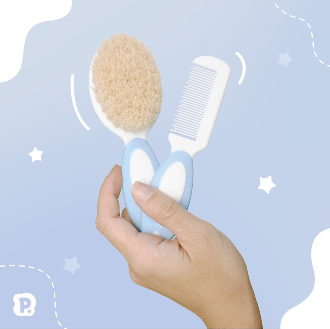 kit escova e pente cerdas naturais pimpolho - Imagem 2