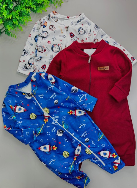 Kit 3 macacão de zíper Astronauta| TAM P