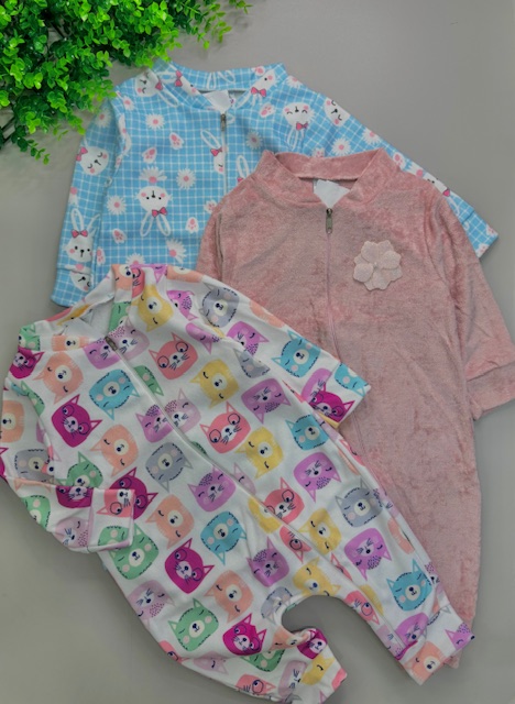 Kit 3 macacão de zíper Coelhinha| TAM: M