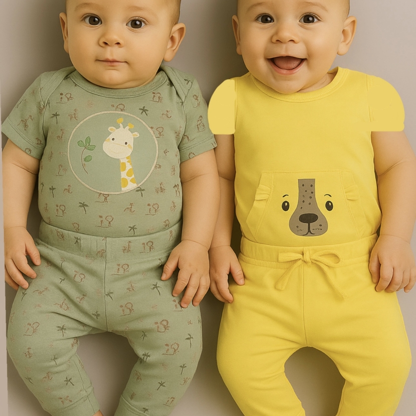 kit 4 peças  Girafa Cachorrinho-2 conjuntos bebe menino-G