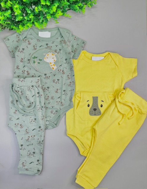 kit 4 peças Girafa Cachorrinho-2 conjuntos bebe menino-G - Imagem 2