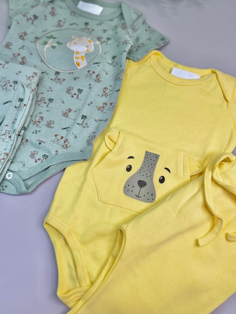 kit 4 peças Girafa Cachorrinho-2 conjuntos bebe menino-G - Imagem 6