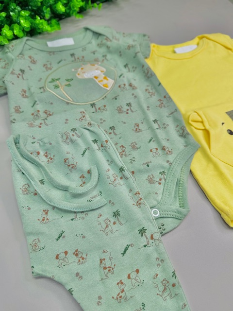 kit 4 peças Girafa Cachorrinho-2 conjuntos bebe menino-G - Imagem 5