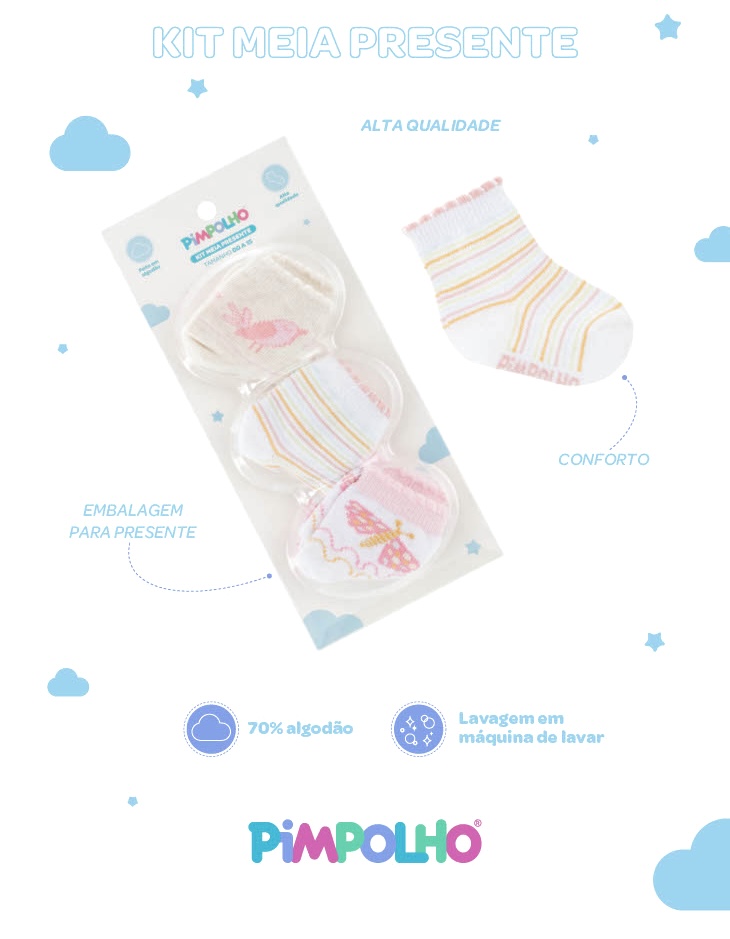 kit meia presente pimpolho-3pares/0-15 - Imagem 2