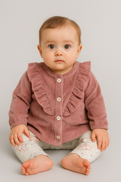 Conjunto Tilly Baby Blusa de Veludo Cotelê e Calça Estampada-TAM:M