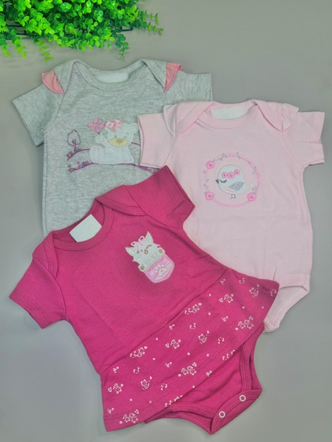 kit 3 bodys bordados fem-suedine 100% algodao