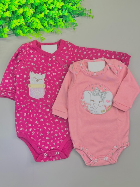 Kit 2 Bodies Bordados Manga longa– Suedine 100% Algodão