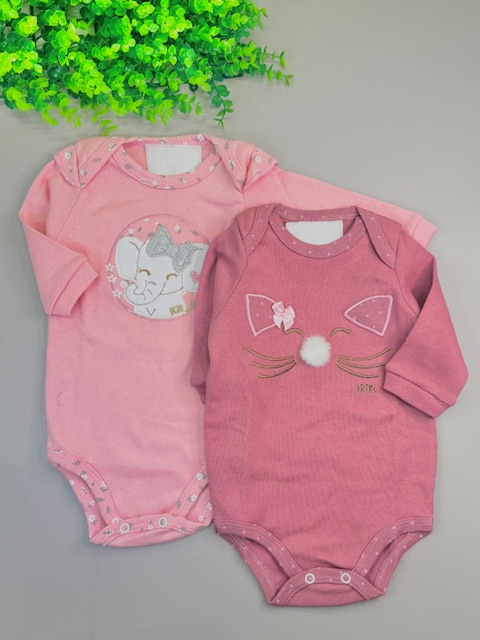 Kit 2 Bodies Bordados Manga longa– Suedine 100% Algodão