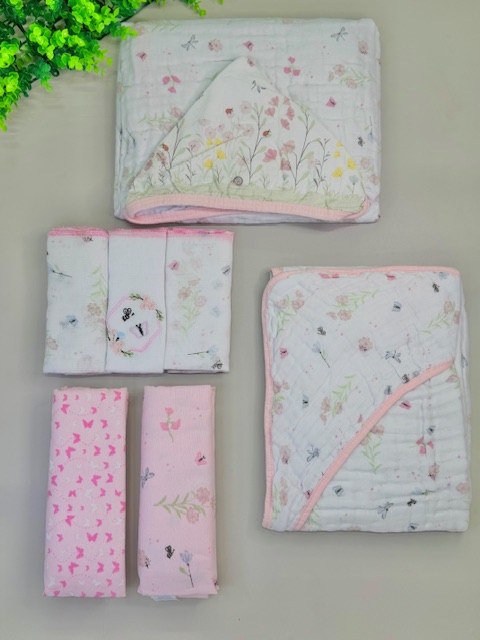 Kit Enxoval Bebê 7 Peças – Tema Borboleta –