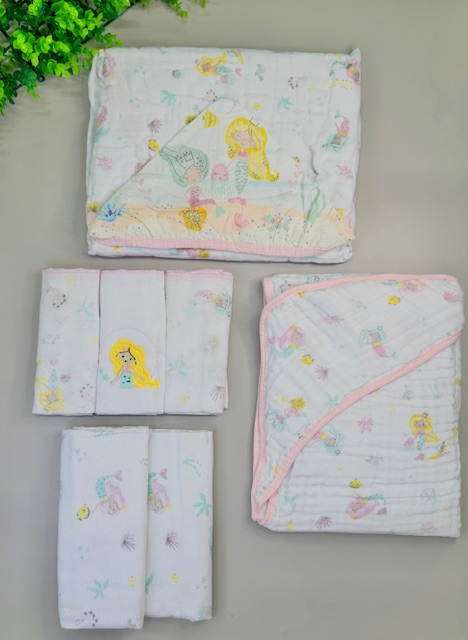 Kit Enxoval Bebê 6 Peças – Tema sereia –