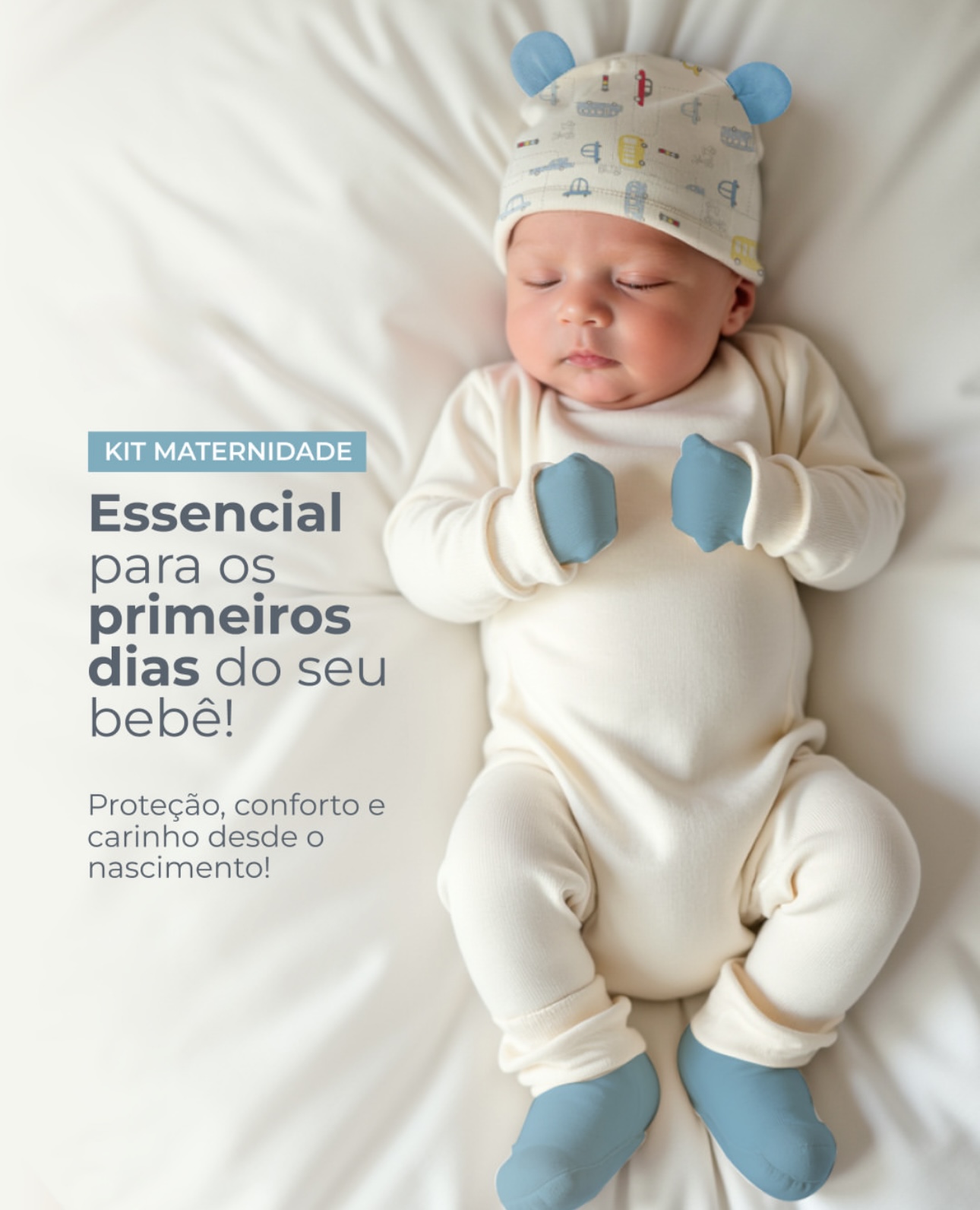 kit maternidade -touca-luva-meia-100%algodao