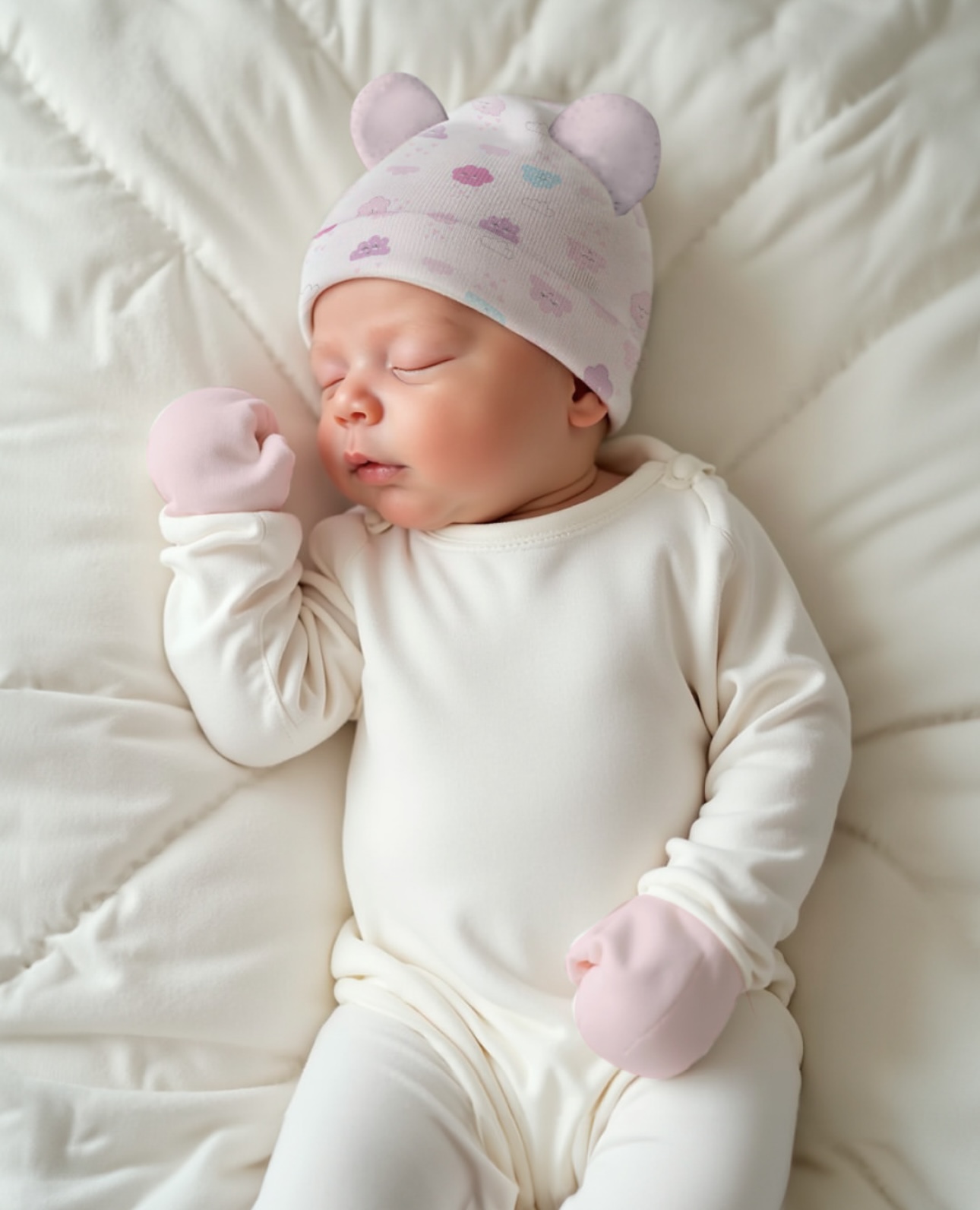 kit maternidade -touca-luva-meia-100%algodao - Imagem 2