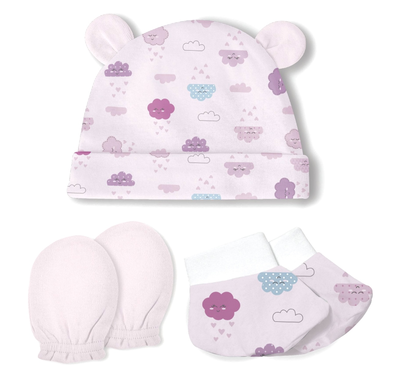 kit maternidade -touca-luva-meia-100%algodao - Imagem 3