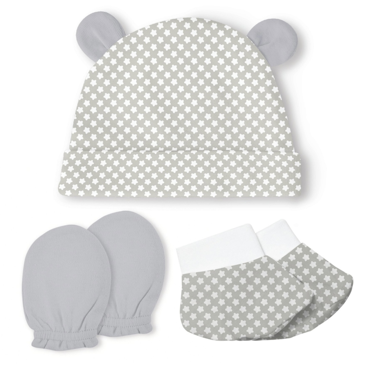 kit maternidade -touca-luva-meia-100%algodao - Imagem 4