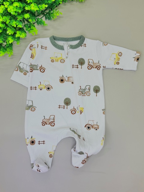 Macacão ziper trator menino RN– Tilly Baby