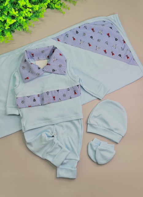 saida maternidade 5peças- menino RN - Imagem 2