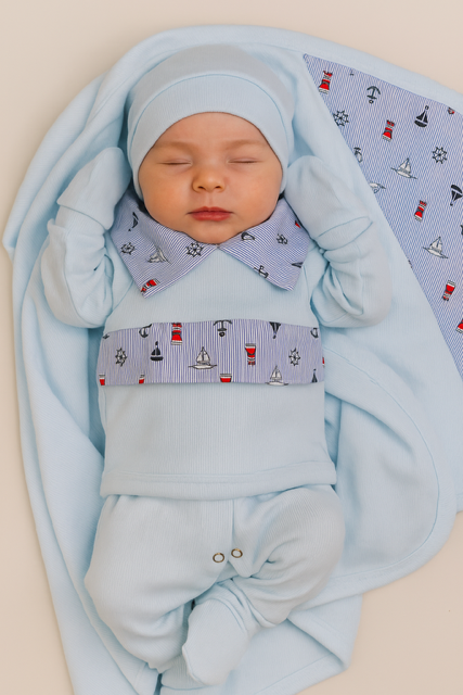 saida maternidade 5peças- menino RN